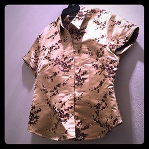 ➡️3/$10⬅️ Karen Kane gold/purple floral kimono top